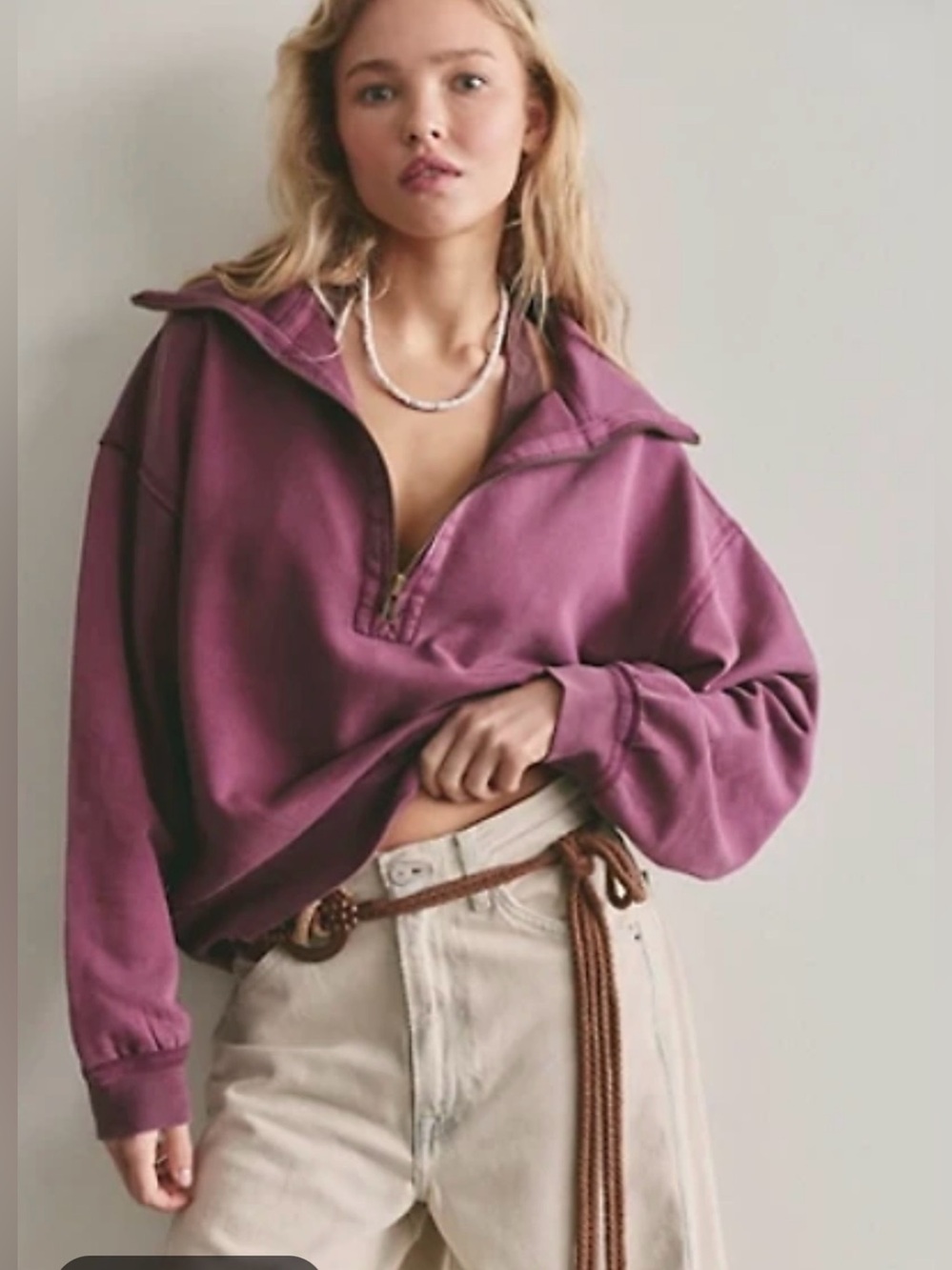 NWT We The Free Parker Half-Zip Pullover Color: Burgundy Breeze Size M